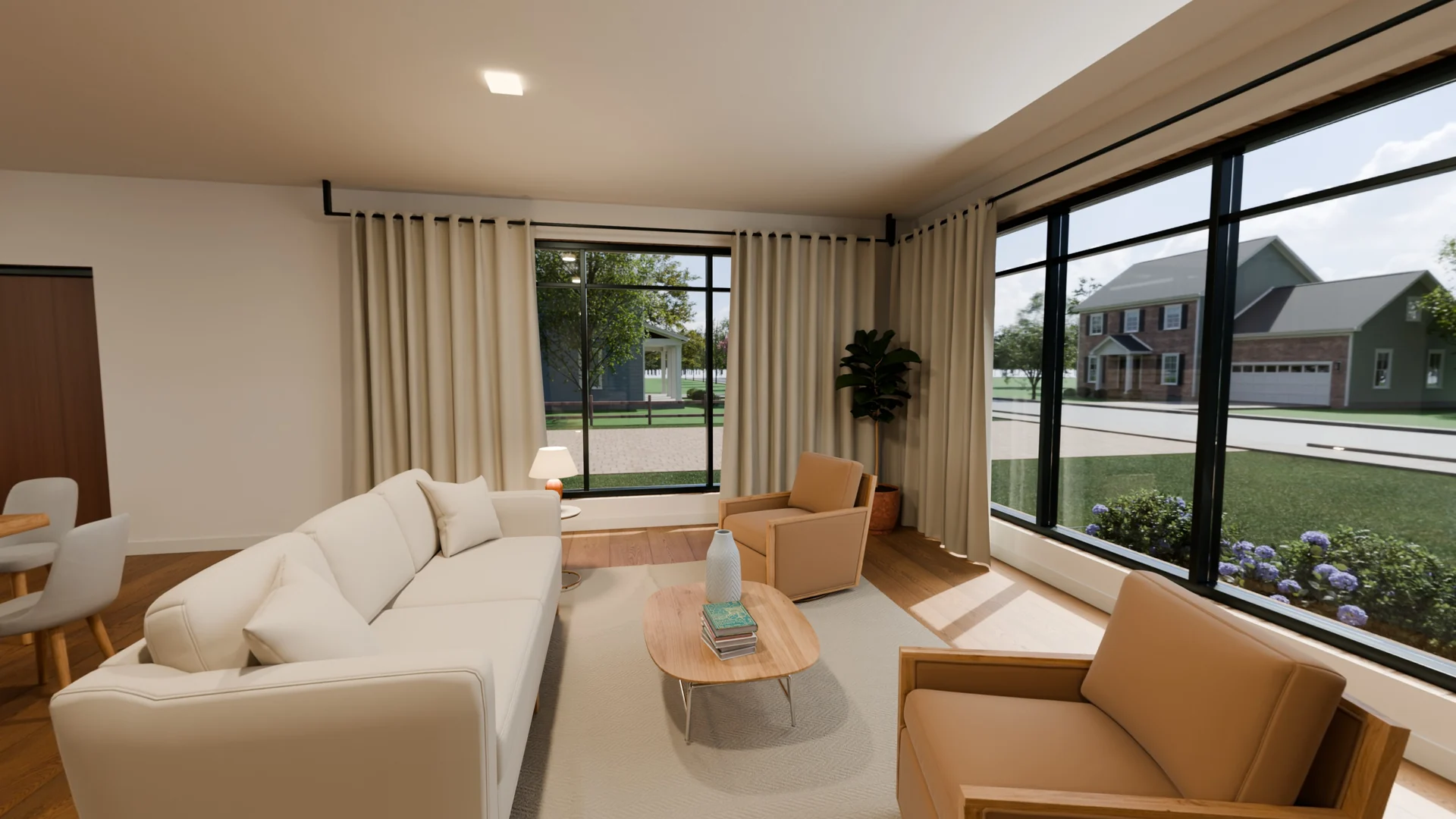 Salón de la Casa Cedar: así empieza el paseo 360°