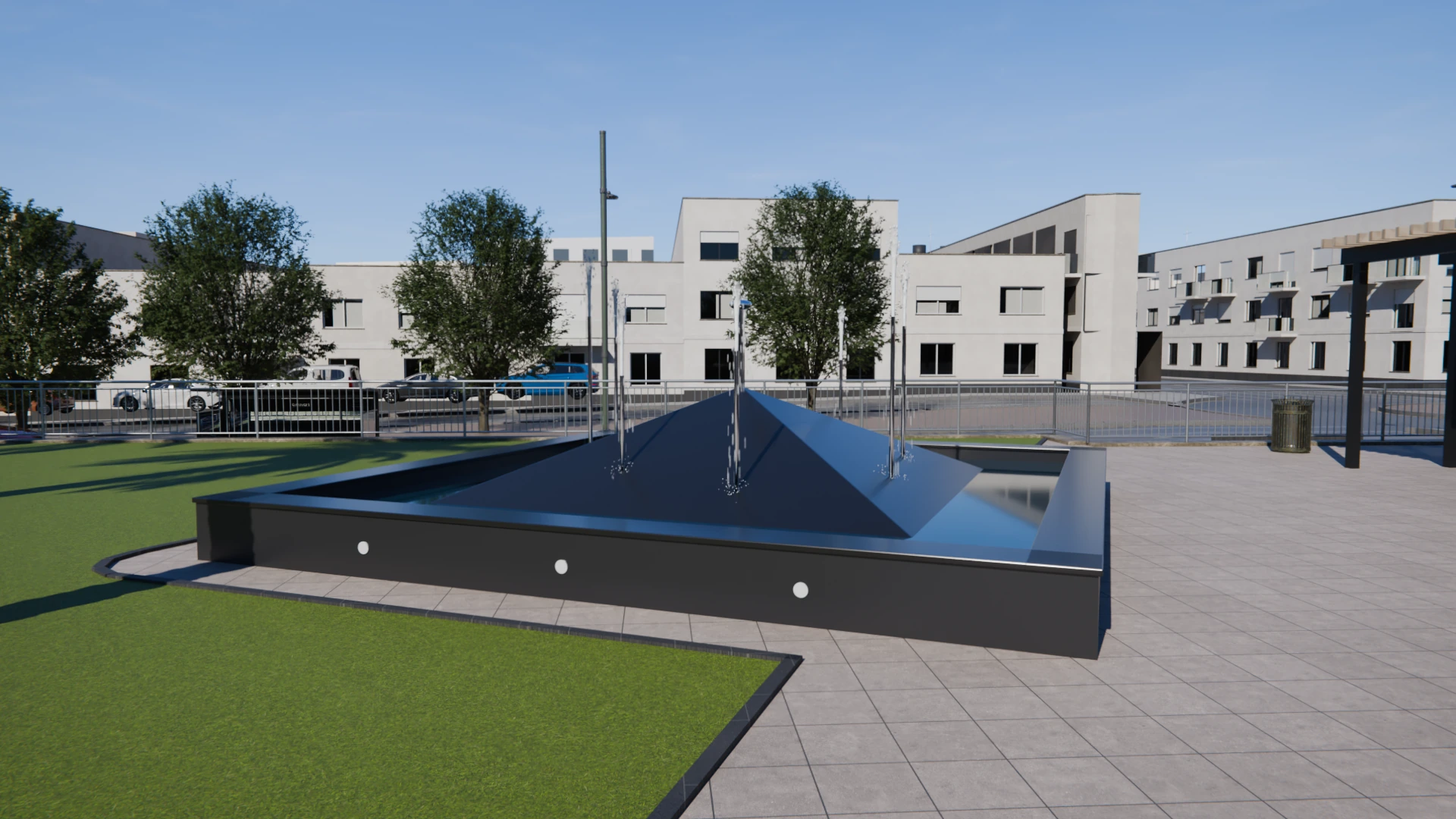 Plaza de la Paz, render 3D: fotograma del recorrido por la plaza.